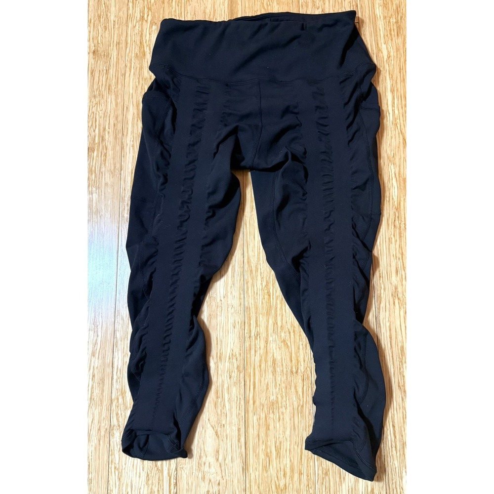Sweetflexx Leggings Womens Sz 8 Black High Rise Textured Resistance Band Shaping